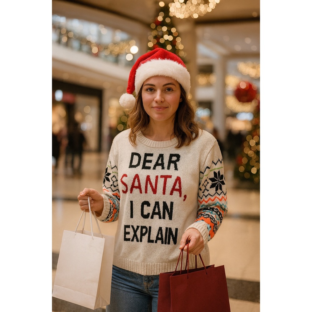 Ugly Christmas Sweater Holiday Funny Cute Dear Santa I Can Explain 2XL Sweater‎